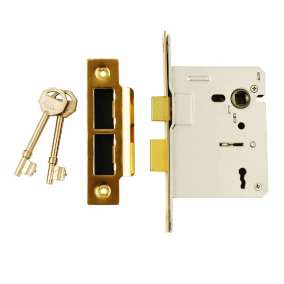 3 Lever Mortice Sash Lock Electro Brass