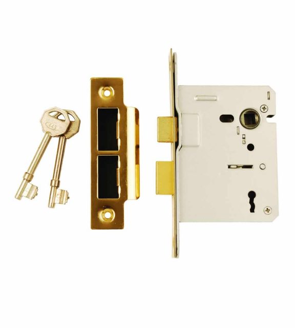 3 Lever Mortice Sash Lock Electro Brass