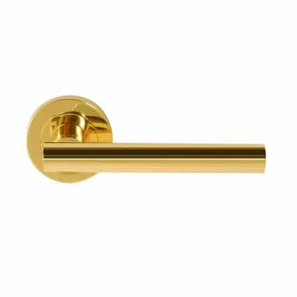 Sultan Door Handle on Round Rose Electro Brass - passage