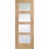 XL Joinery Shaker 4 Light Internal Oak Door with Obscure Glass - 1981mm-x-610mm-x-35mm