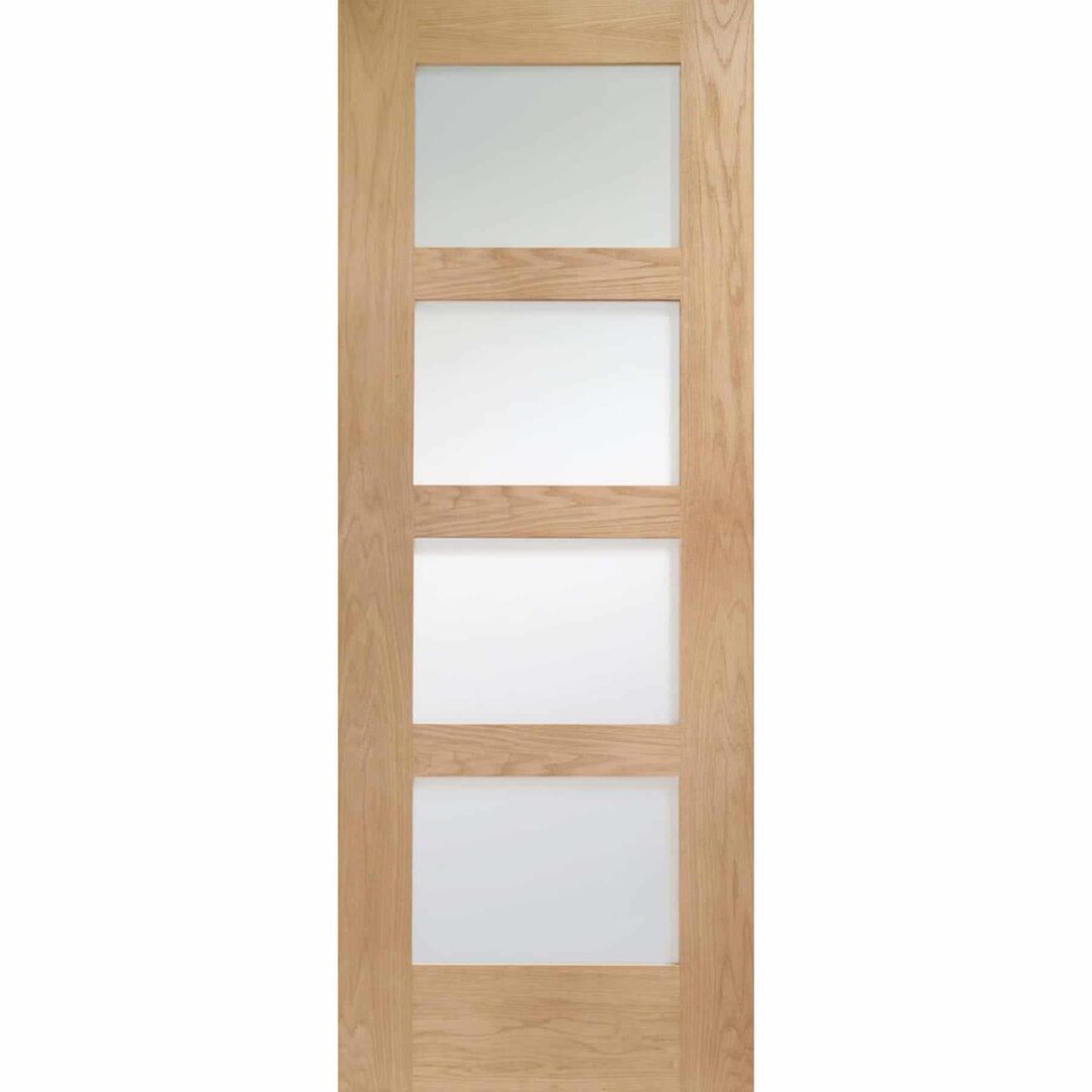 Shaker Oak 4 Panel Door with Obscure Glass