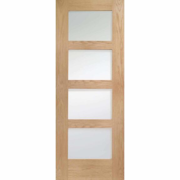 Shaker Oak 4 Panel Door with Obscure Glass