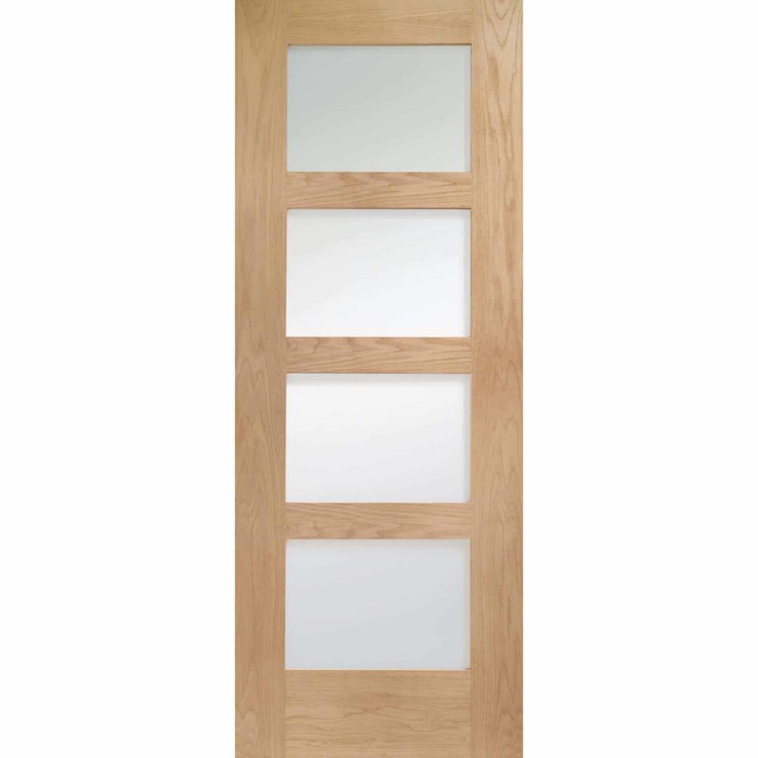 Shaker Oak 4 Panel Door with Clear Glass