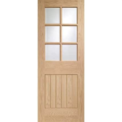 XL Joinery Suffolk 6 Light Internal Oak Door with Clear Bevelled Glass - 1981mm-x-686mm-x-35mm