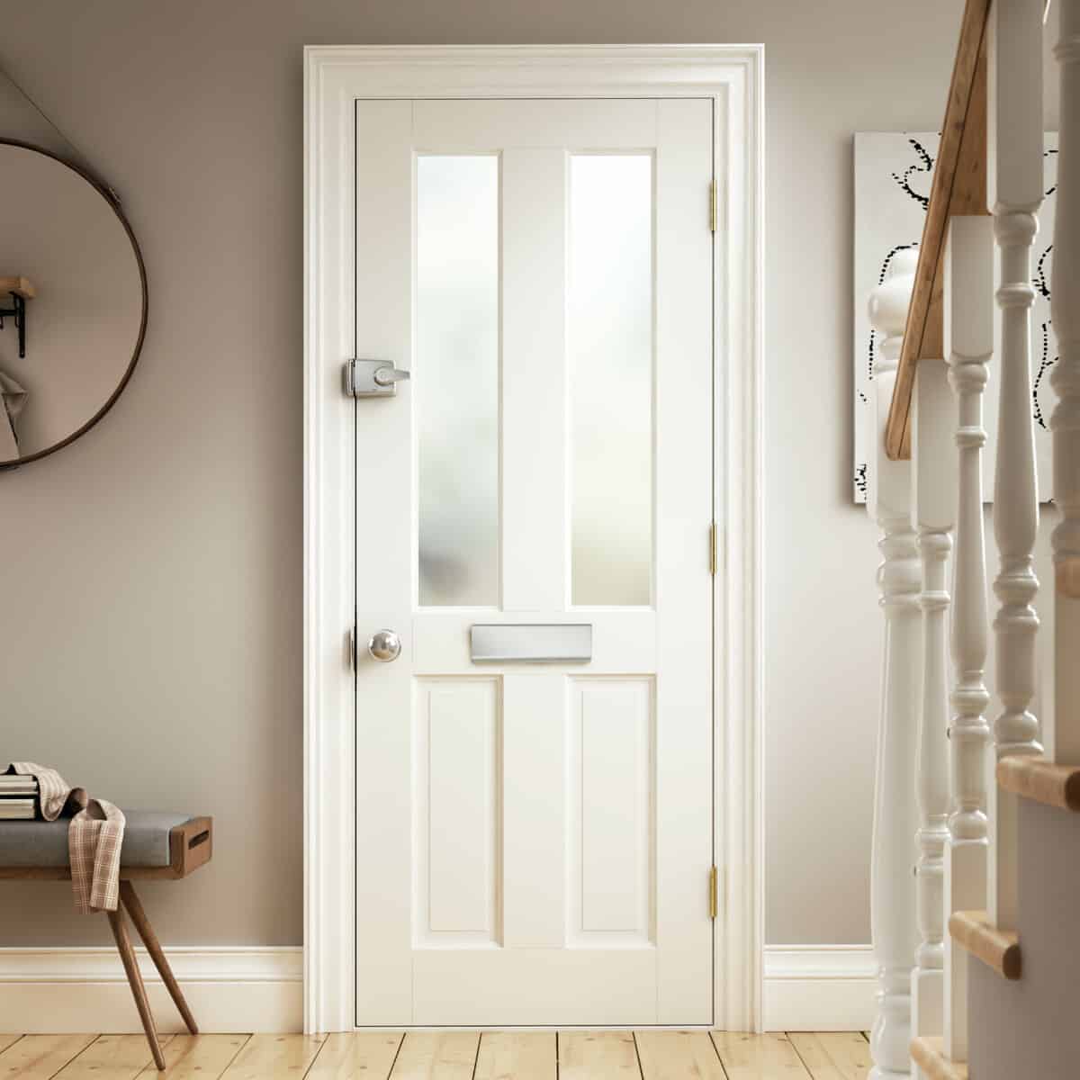 Pre-Finished Chancery External Oak Door with Decorative Glass