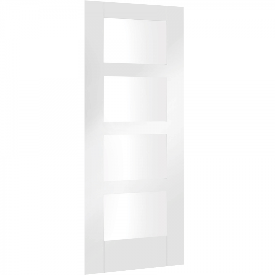 XL Joinery Severo Finished White Internal Door with Clear Bevelled Glass Shawfield Doors