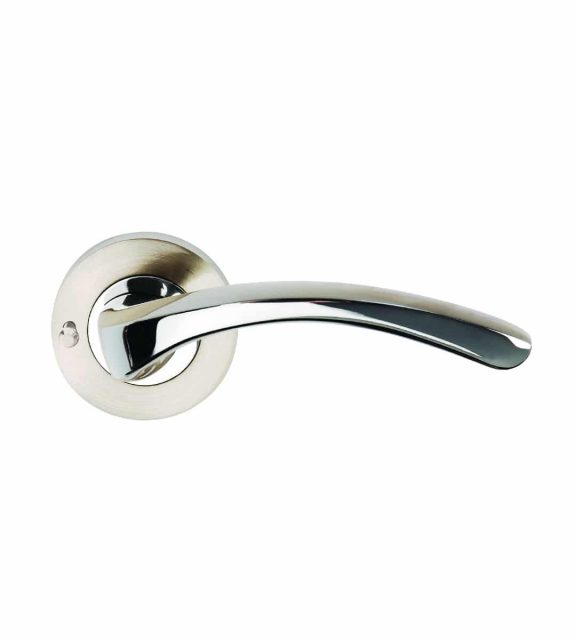 Arc Curved Door Handle Satin Nickel Privacy Lock