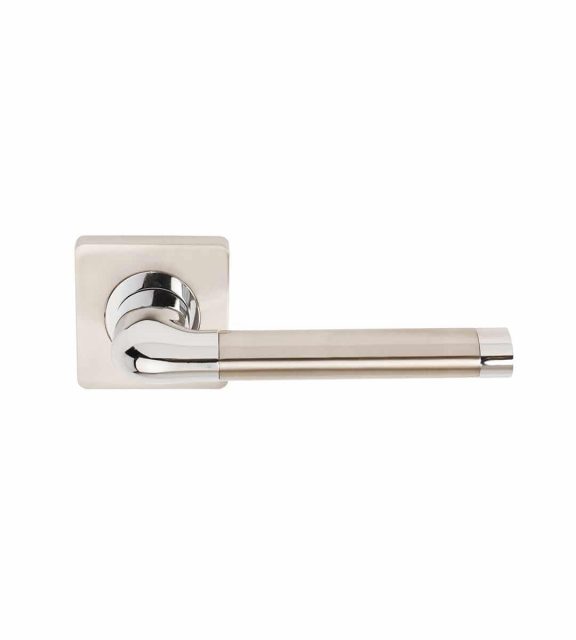 Argo Satin Nickel Polished Chrome Door Handle Square Rose