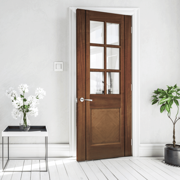 deanta kensington glazed internal walnut door