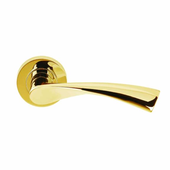 Flex Electro Polished Brass Curved Door Handle Lightning Gold