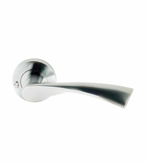 Flex Satin Chrome Door Handle Curved Privacy Lock