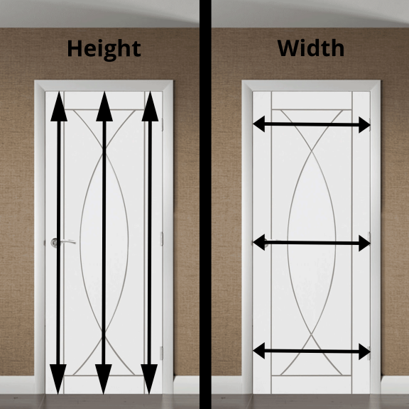 measuring the door height and measuring the door width