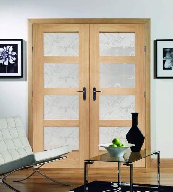 interior shaker 4 panel glazed door obscure room double