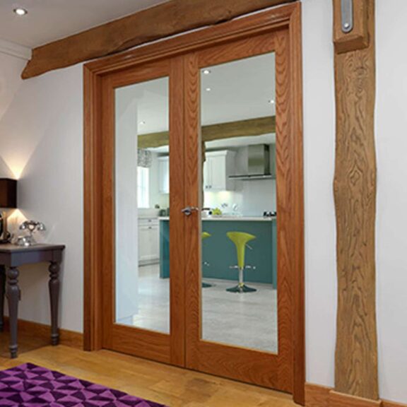 jb kind fuji oak glazed internal door