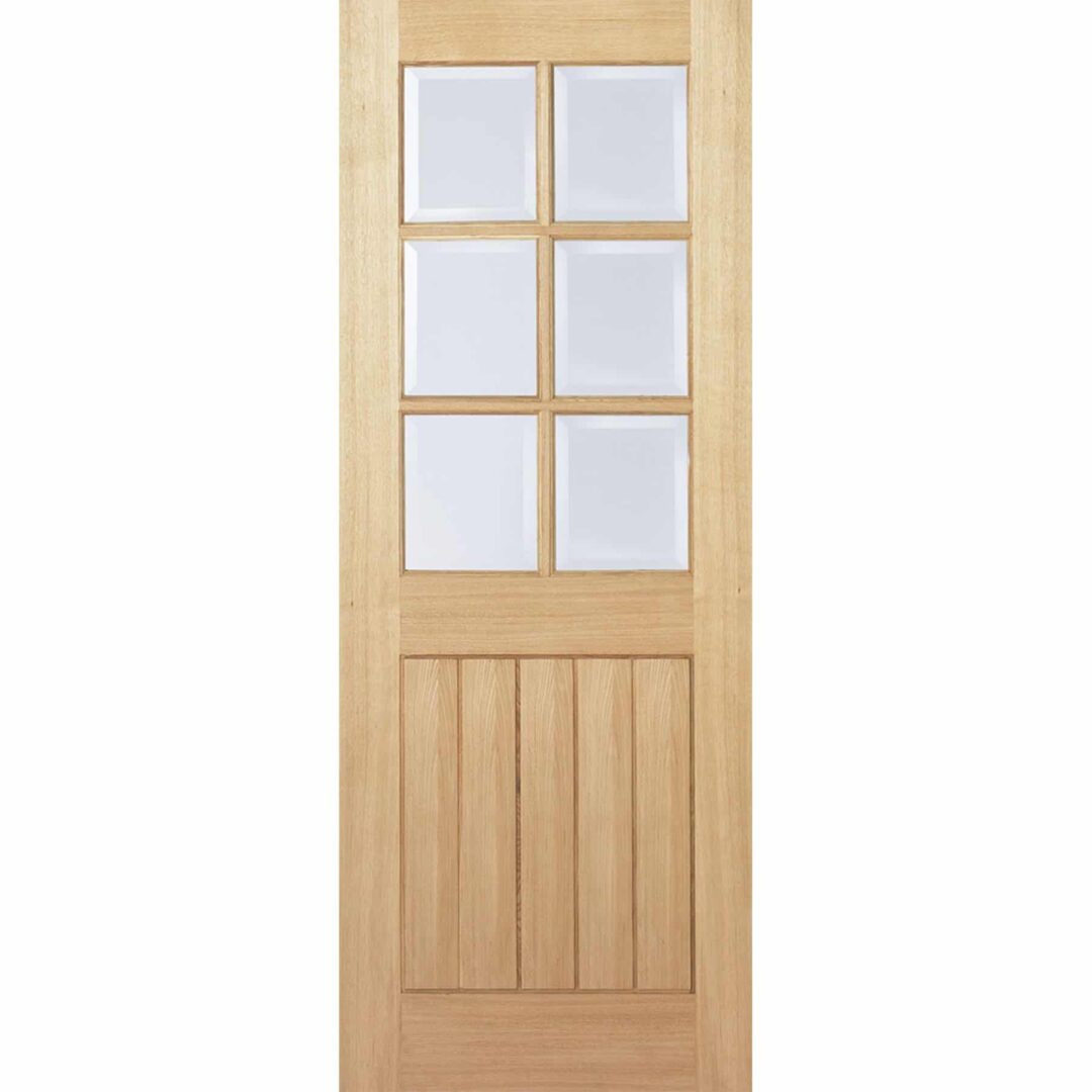 lpd doors oak mexicano with 6 clear bevelled glass panels