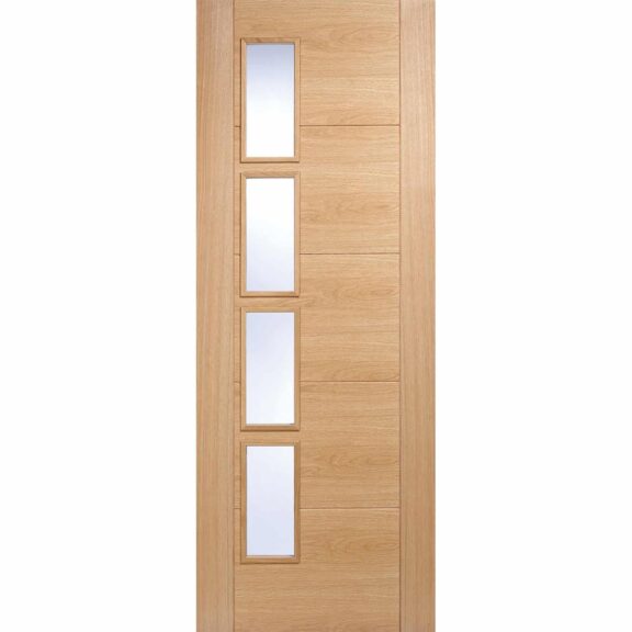 lpd doors oak vancouver glazed 4l clear glass offset internal door