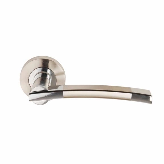 Orpheus Satin Nickel Polished Chrome Door Handle Arched Curved