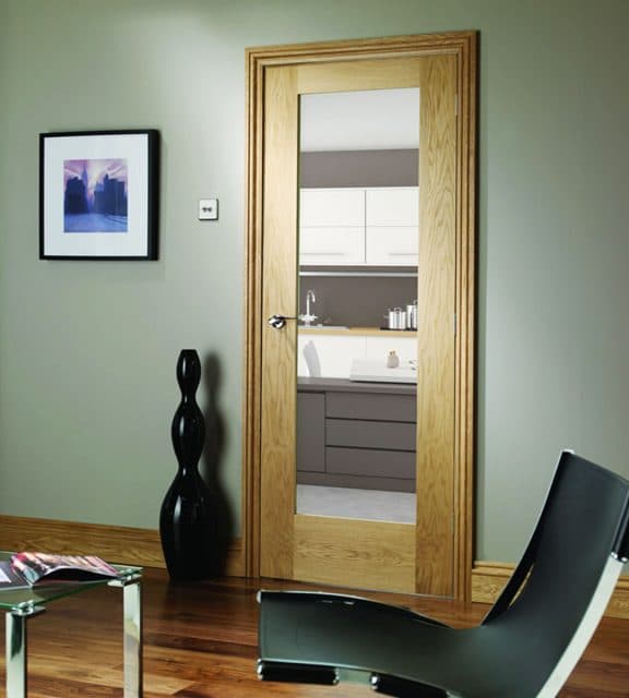 Pattern 10 Internal Oak Door with Clear Glass Room