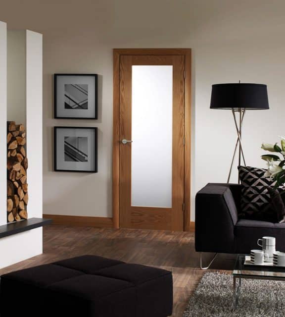 Pattern 10 Internal Oak Door with Obscure Glass Room Dark