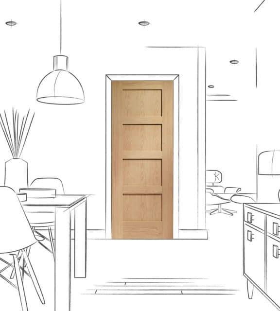 shaker internal oak 4 panel kitchen door