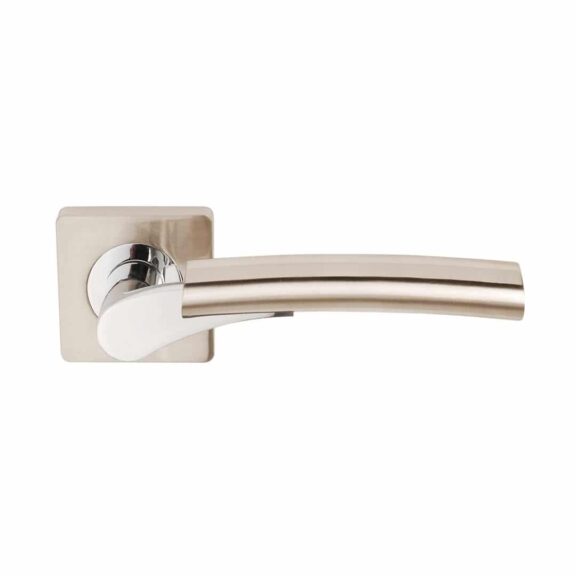 Ultimo Satin Nickel Polished Chrome Door Handle Square Rose