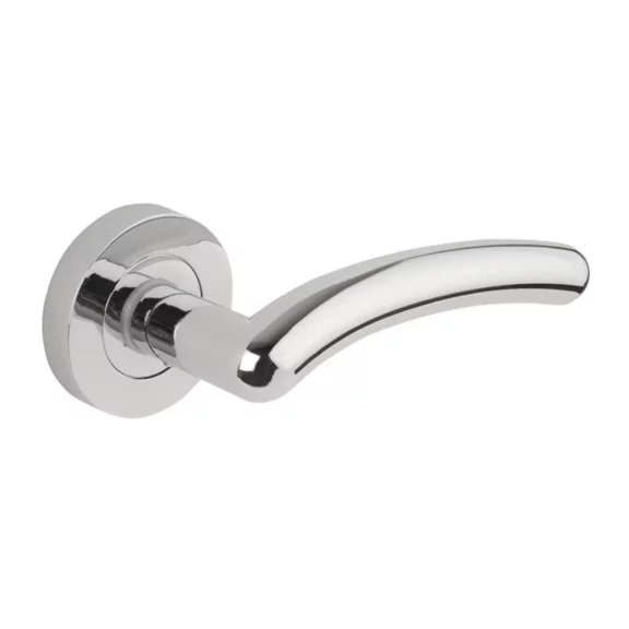 A silver chrome polished door handle