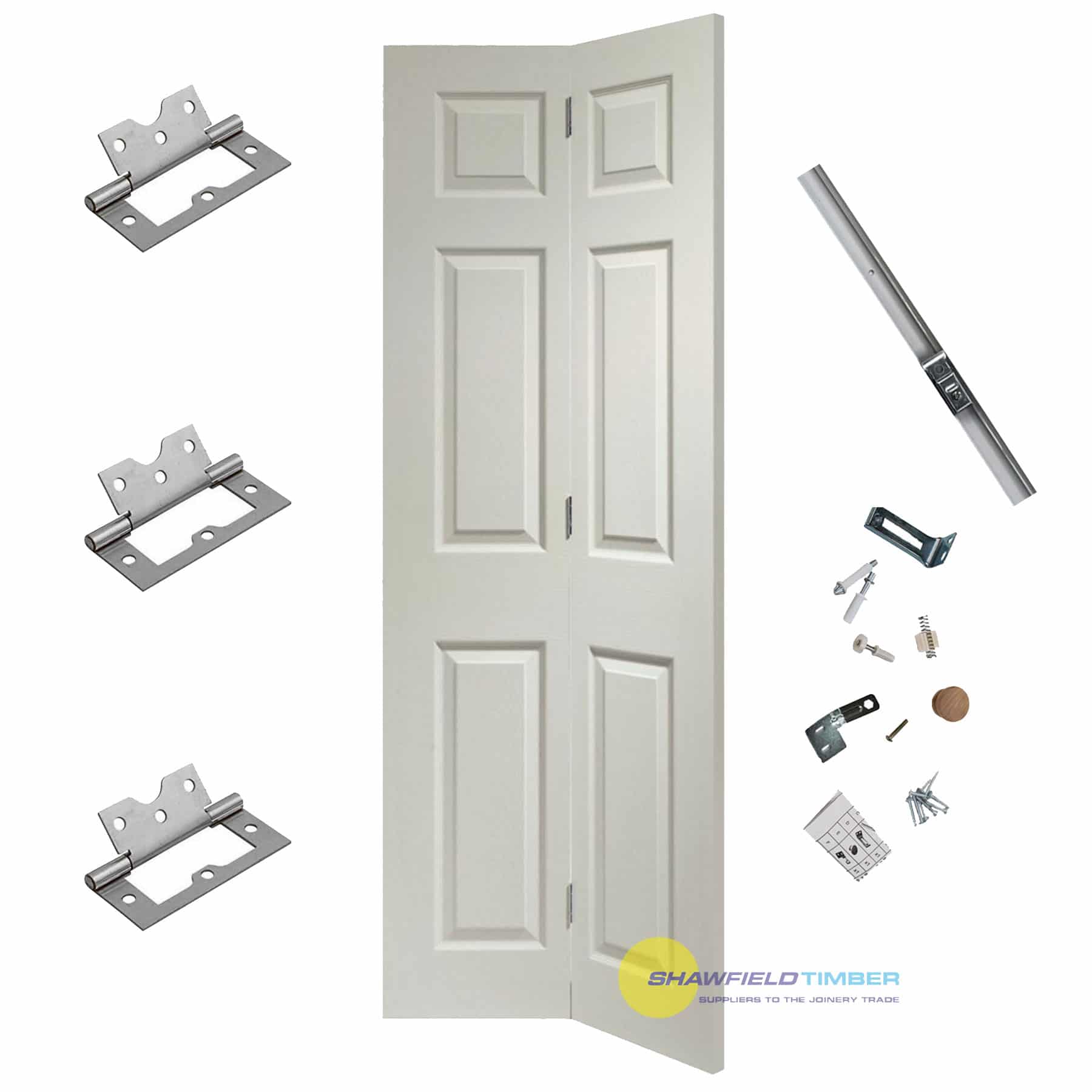 White Bifold Door Shaker 6 Panel With Kit